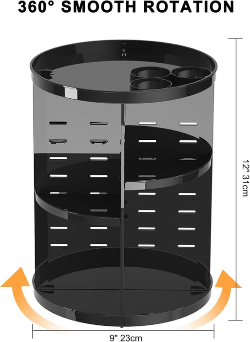 Rotating Makeup Organizer, DIY 8 Adjustable Layers Spinning Skincare Organizer, Cosmetic Display Case with Brush Holder Perfume Tray, Multi-Function Storage Carousel for Vanity Bathroom Countertop