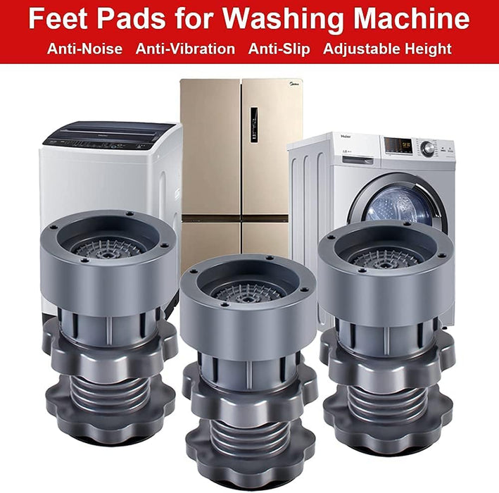 4 Pcs Washing Machine Support Adjustable Highly Non-slip Mat Shock and Noise Cancelling Washing Machine Feet Pad for Fridge and Dryer