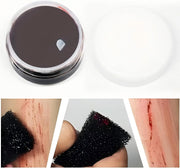 PINKE 1 oz Halloween Coagulated Blood, 30g Fake Blood Gel with Stipple Sponge, Make SFX Specail Effects, for Wound, Cuts, Clown, Vampire Film Cosplay Makeup, Halloween Festival & Party, 30g