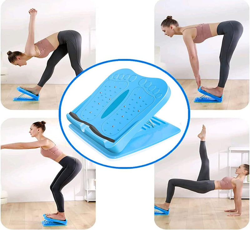 Portable Strength Training Equipment Leg Slant Board For Calf Stretcher Ankle And Stretching Tight Calves And Have 4 Adjustable Incline Angle With Max User Weight Of 330 Lbs. Em 9347 B, Blue