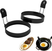 Large Non Stick Egg Ring Set, Round Circle Cooker Shaper For Fried Mcmuffin Pancake Sandwiches Stainless Steel Maker Molds Set 3.54"