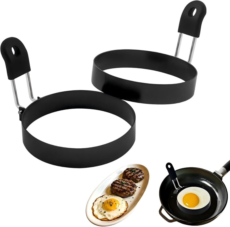 Large Non Stick Egg Ring Set, Round Circle Cooker Shaper For Fried Mcmuffin Pancake Sandwiches Stainless Steel Maker Molds Set 3.54"