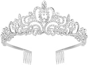 Shining Diva Fashion Crystal Tiara and Crown for Women Stylish Headband Crowns with Comb Tiaras for Girls Kids Queen Princess Wedding Bridal Birthday Gift Hair Accessories - Silver