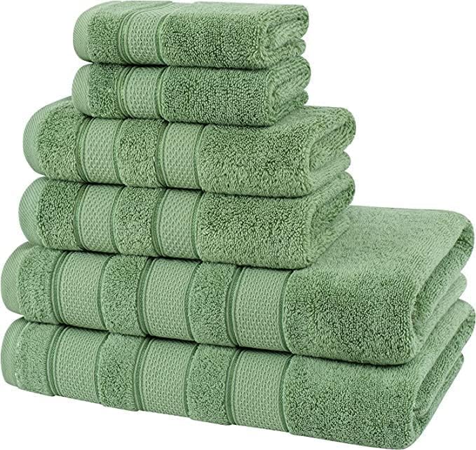 6 Piece Towel Set Luxury Hotel Quality 600 GSM 100% Turkish Genuine Cotton, 2 Bath Towels, 2 Hand Towels, 2 Washcloths, Super Soft & Absorbent - (Bright White, 6 Piece Towels)