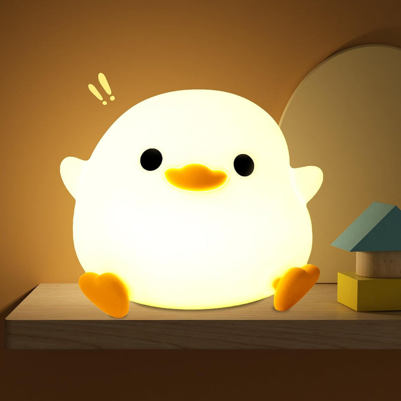 OkiyiD Duck Night Light, Cute Duck Gift for People, Dormitory Decorative Light, ABS+SIL, Touch Control, Portable Rechargeable Dimmable, Best Choice for Gift Giving - Color 2