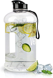Water Bottle with Handle Portable Large Plastic Water Bottles for Adults BPA-free Half Gallon Water Bottle Reusable 2 Liter Water Jugs for Outdoor Hiking Fitness Travel Camping Cycling - 2.2 L transparent