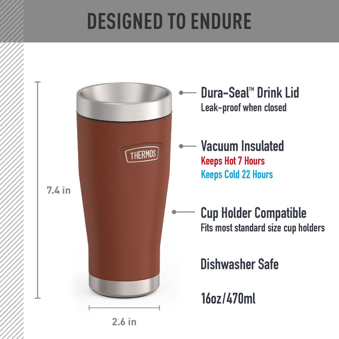 THERMOS ICON STAINLESS STEEL VACUUM INSULATED SANDSTONE TUMBLER 470 ML, IS1012SN, TRAVEL MUG, TUMBLER WITH HANDLE, COFFEE MUG