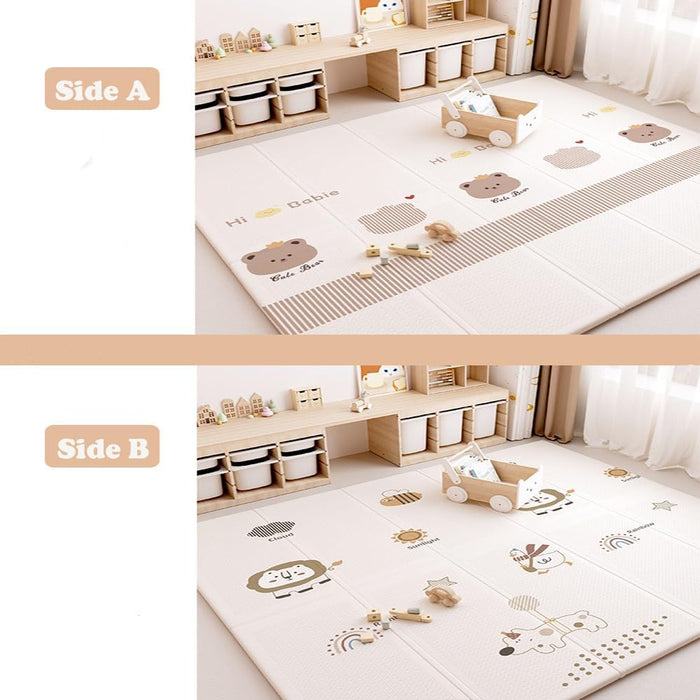 QHWRV Double-Sided Pattern Baby Crawling Play Mat 180x200x1.5cm with Height Ruler, Foldable, Suitable for Babies & Toddlers, Kindergarten Mat, Waterproof & Dustproof (A)