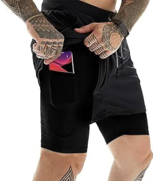 BananHome Men's 2 in 1 Running Shorts Gym Workout Quick Dry Mens Shorts Mens Athletic Shorts with Towel Loop and Phone Pocket