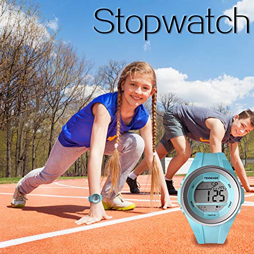 TEKMAGIC 10 ATM Waterproof Digital Sports Watch for Boys Girls Swimming Diving 100m Underwater with Alarm Clock, Chronograph, Timer, Countdown, Dual Time Zone, 12 or 24 Hour Format
