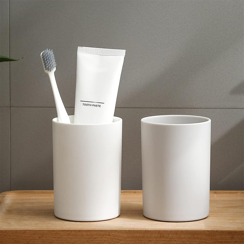 TERRIFI Bathroom Tumbler Cup Set, 10.5oz Reusable Unbreakable Toothbrush Cups, Easy to Clean Plastic Mouthwash Cups, Toothbrush Holder for Your Bathroom, 2PCS