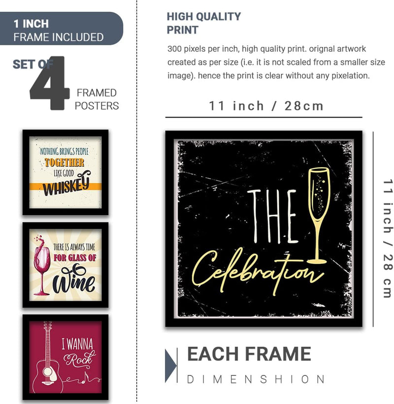 kotart Engineered Wood Photo Frames For Kitchen And Restaurant Wall Decoration - Food Quotes Decor Poster With Frame (11 Inch X 11 Inch, Multi) Design-2, Square)