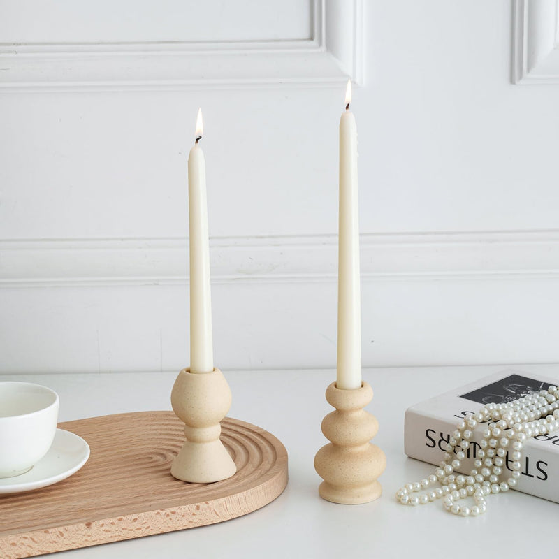 Taper Ceramic Candle Holders, Matte Boho Decorative Candlestick Holders, Creative Modern Knot Candlestick Holder Set, Table Decor Centerpiece for Home Decor Dining Wedding Party Aromatherapy, 2Pcs