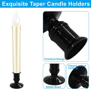 Waziaqoc 24Pcs Silver Taper Candle Holders, Plastic Candlestick Holders Only for Flameless LED Candle Decorative Pillar Candle Holder for Christmas Wedding Anniversary Dinner Party
