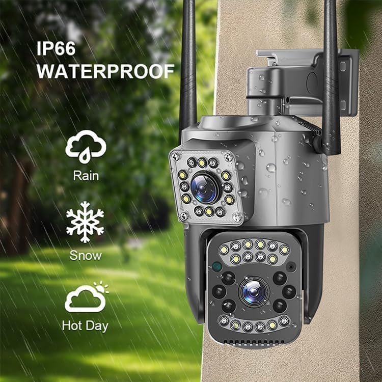 Panoramic 1080p Dual Lens Full HD Outdoor PTZ Wi-Fi Camera | Two-Way Audio |Color Light Vision | Alarm | Motion Alert | SD Card Support | 352° Pan & Tilt