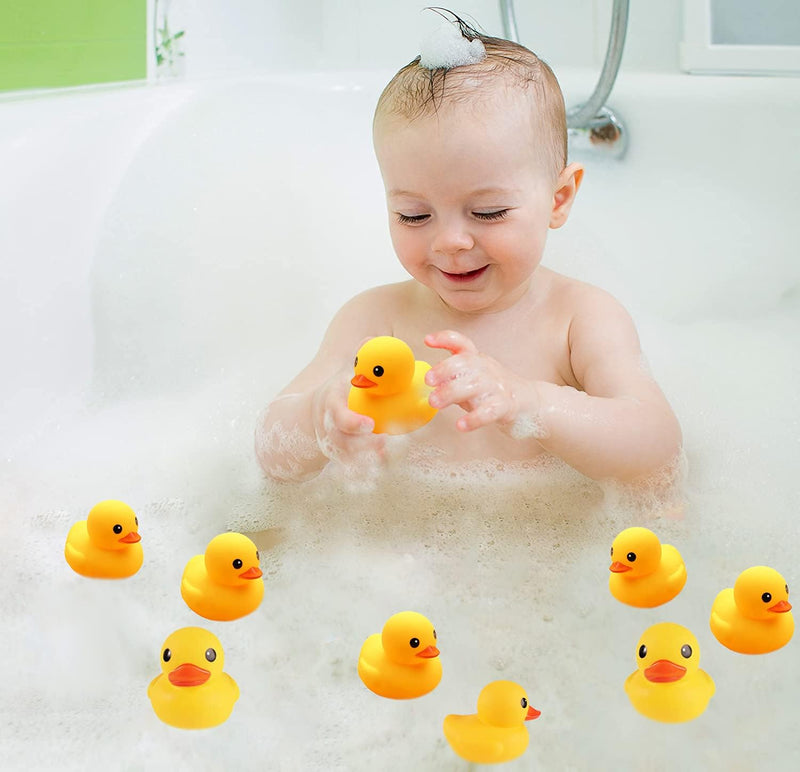 AIYUENCICI Bath Duck Toys 12 PCS Yellow Rubber Ducks Squeak & Float Ducky Baby Shower Pool Toy for Toddlers Kids Boys Girls