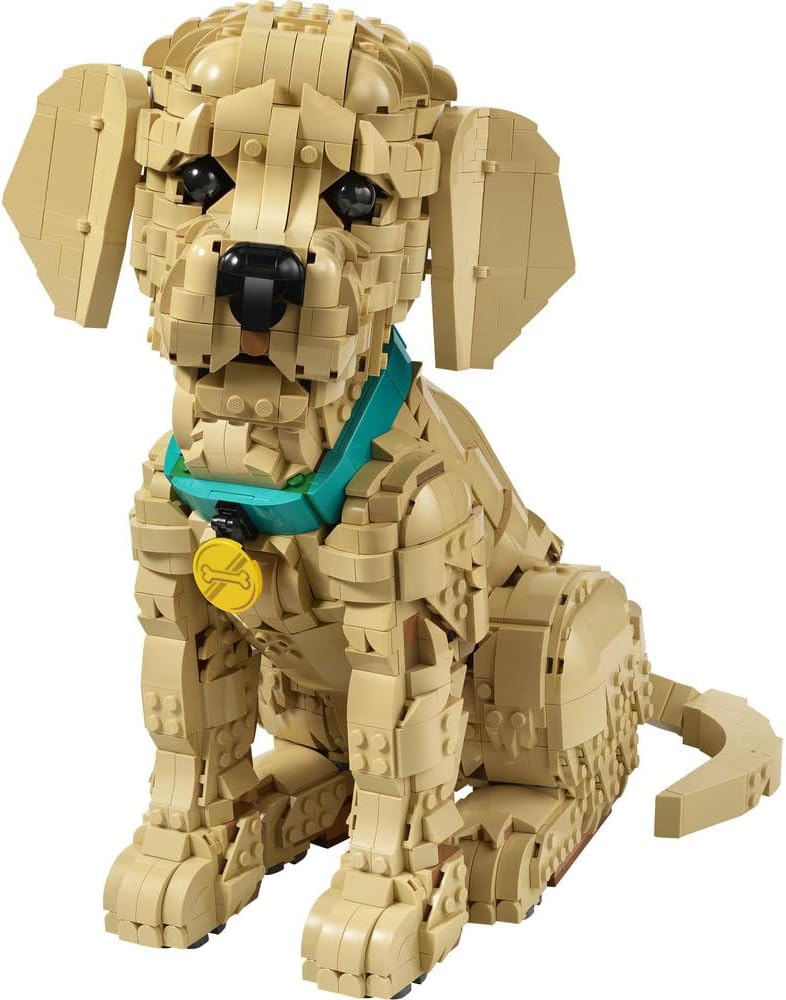 Icons Golden Retriever Puppy 11384 Animal Figure Building Set for Adults, Collar & Medallion Details, Shelf or Desk Decor, Crafts Gift Idea, 2,102 Pieces