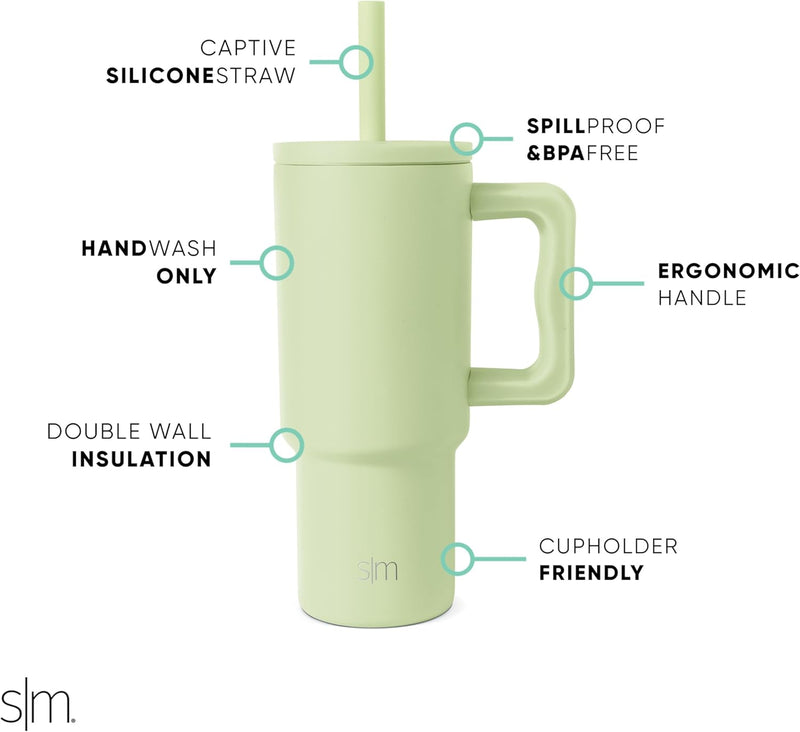 Simple Modern Kids 24 oz Tumbler with Handle and Silicone Straw Lid | Spill Proof and Leak Resistant | Reusable Stainless Steel Bottle | Gift for Kids Boys Girls | Trek Collection | Asteroid