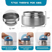 Lunch Bento Box for Kid and Adult,with Insulated Steel Jar Inside,4 Compartment Microwave & Dishwasher & Freezer Safe,BPA Free(Blue)