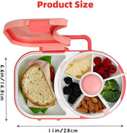Kids Lunch Box with Detachable Snack Spinner - Bento Style Lunch Container with 5 Compartments - Kids Snack Box/Bento Box for School,Nursery&Trips(Coral Pink)