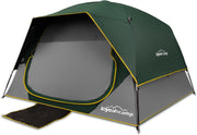 4 Person Blackout Camping Tent, Easy Setup Waterproof Family Dome Tent for Camping with Rainfly, Portable Double Layer Large Family Tent for Outdoor Camping&Hiking - Dark Green