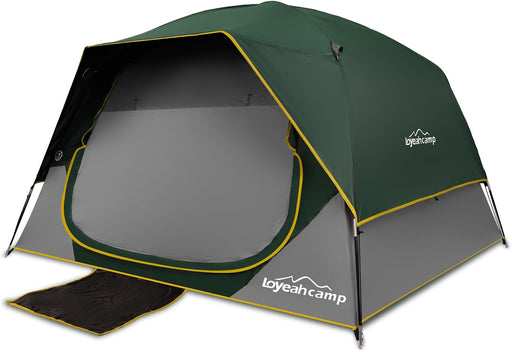 4 Person Blackout Camping Tent, Easy Setup Waterproof Family Dome Tent for Camping with Rainfly, Portable Double Layer Large Family Tent for Outdoor Camping&Hiking - Dark Green