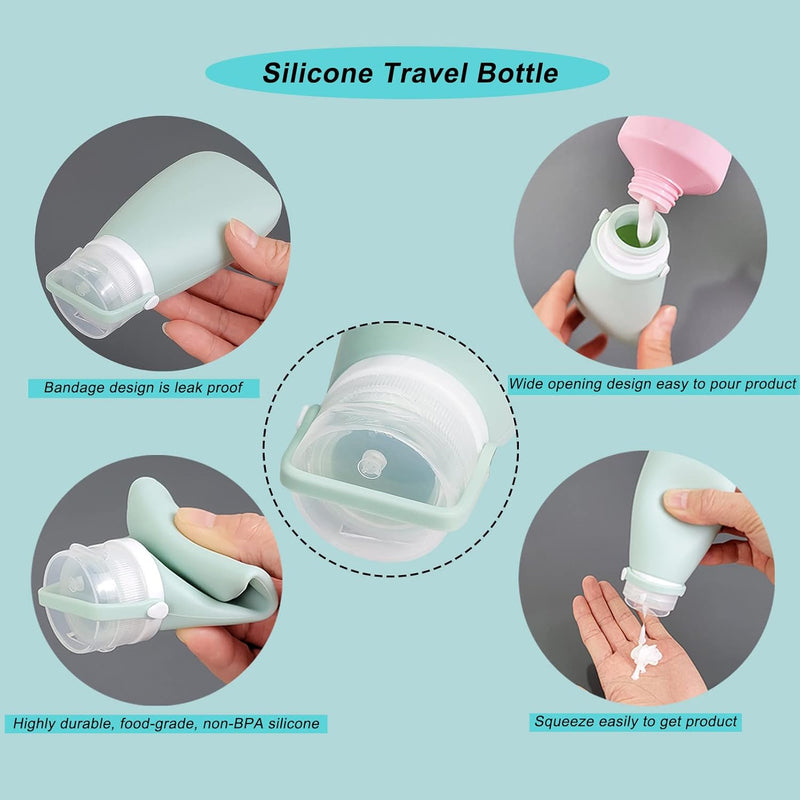 Noideeer 18 Pack Travel Bottle Set, 3oz Silicone Travel Containers, TSA Approved, BPA Free, with a Special Leak-Proof Design. Refillable Liquid Travel Size Toiletries Ideal.