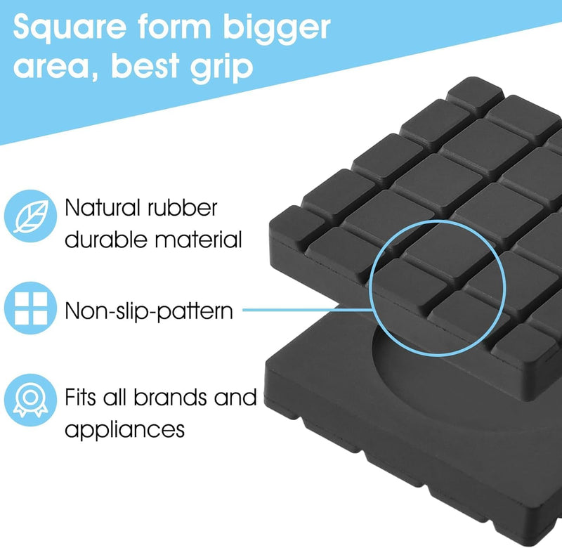 Anti-Vibration Pads, 4 Pcs Shock Absorption Washer Dryer Pedestals Base Foot Pads Universal Anti Slip Rubber Mat for Stops Noise & Moving