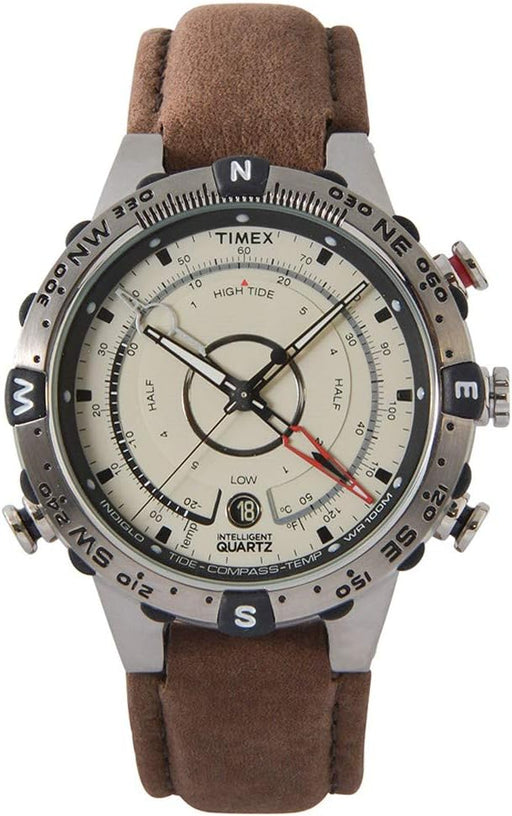 Intelligent Quartz Tide Temp Compass Watch - Brown/Silver-Tone