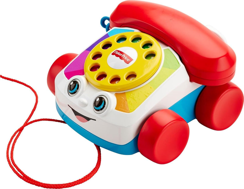 Fisher-Price Toddler Pull Toy Chatter Telephone Pretend Phone with Rotary Dial and Wheels for Walking Play Ages 1+ years - Set