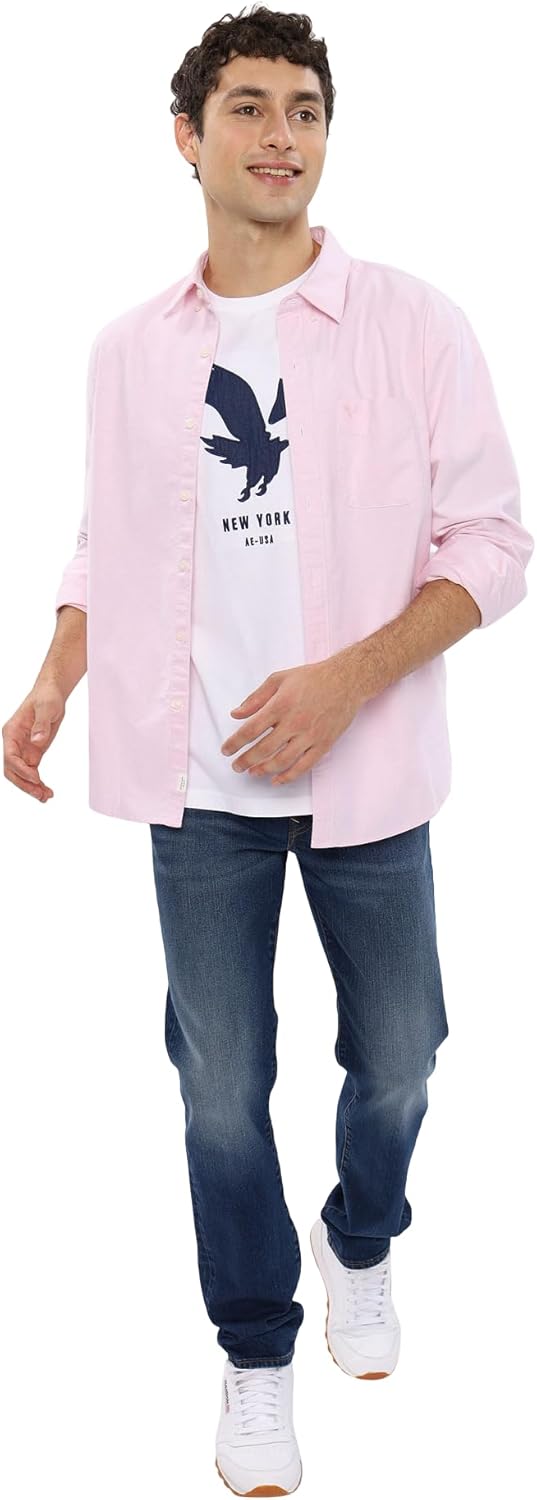 American Eagle Mens AE Everyday Oxford Button-Up Shirt Classic