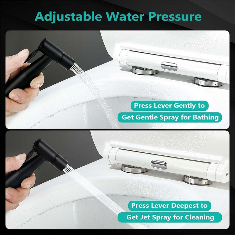 KWSLIN Handheld Bidet Toilet Sprayer Set, Washroom Washing Tool with 1.5meter Stainless Steel Hose, Support Wall or Toilet Mount, Suit for Pet Shower Cleaning Bathroom Floors Carpets, Black