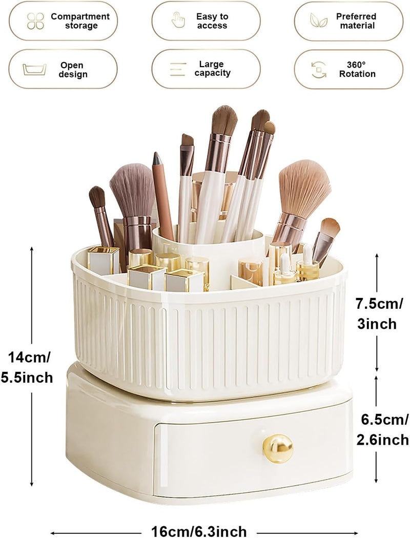 URbazaar Makeup Organizer With Drawers, Large Capacity Desk Organizer, Organizer and Storage for Cosmetics, Lipsticks, Jewelry, Skincare, Holder for Brushes,Eyeshadow,Dresser Countertop
