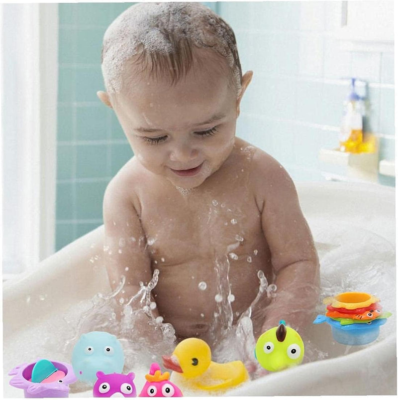 Baby Bathing Toys Rubber Float Squeeze Sound Wash Bath Swim Dive Play Animals Toy Water Tub Toys,10Pcs Marine Animal Toys for Baby Bath,Bath Toys