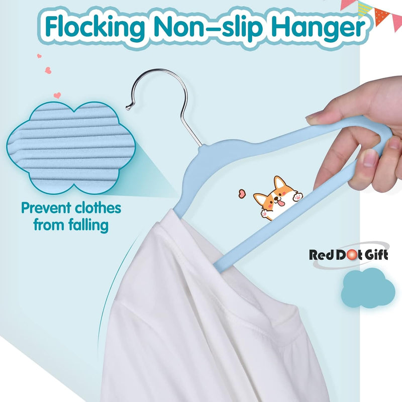 Red Dot Gift® 30-Pack Beige Velvet Kids Hangers - ( 35cm / 14 Inch )Premium Childrens Hangers for Closet, Ultra Thin Cute Hangers Kids Clothes Hanger,Small Hangers for Kids Clothes (Beige, 30)