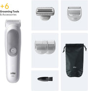 Braun Body Groomer Series 5, +7 Grooming Tools, with SkinGuard, 100 Min Runtime, Gentle On Sensitive Areas, Trim & Shave Hair with SmoothShave & SensitiveTrim, Waterproof, BG5550, Grey