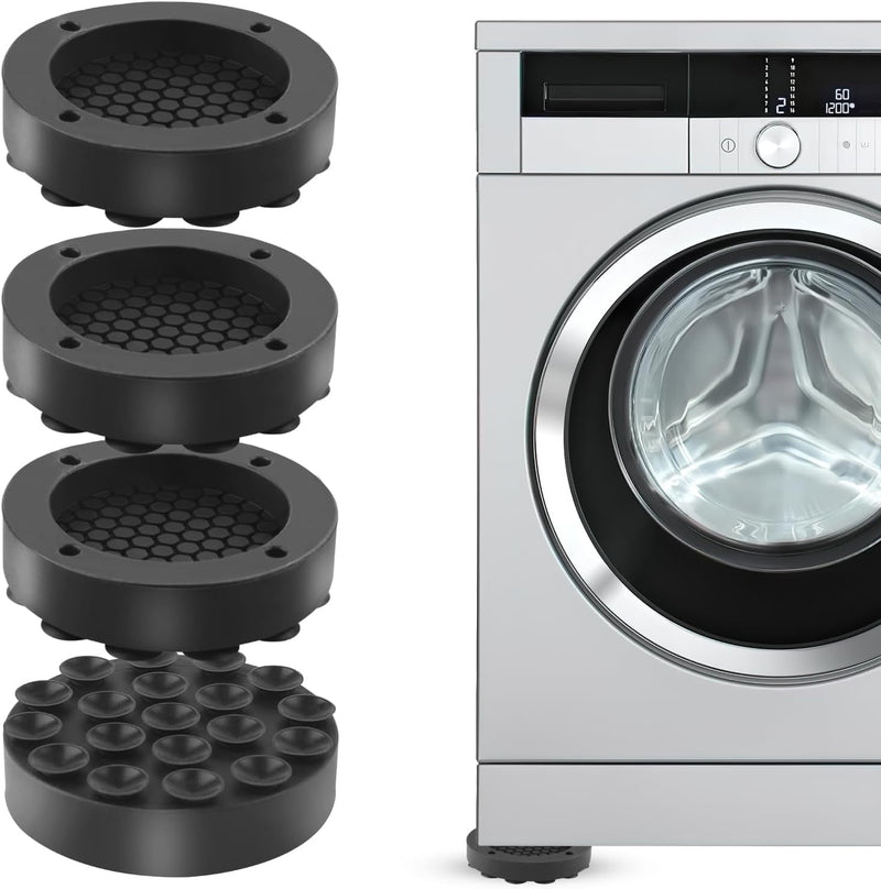 Anti Vibration Washer Pads for Washing Machine with Shock Absorption Suction Cup Feet, Anti-Slip Rubber Stabilizer Support Foot Mat, Stop Noise Moving