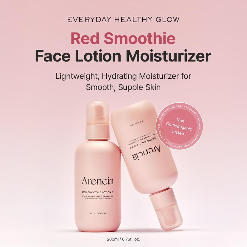 Red Smoothie Lotion 5, Face Moisturizer with Niacinamide 5%, Collagen, Peptide Complex, Hydrating Skin Care, 6.76 fl oz