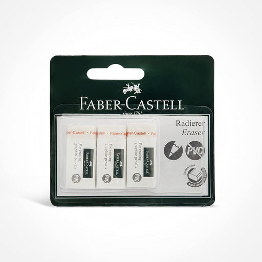 Faber-Castell Pvc Free Eraser Medium Blister Of 3Pc, White, 188252