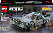 Speed Champions Time Machine from Back to the Future Toy - Car Model Kit w/Doc Brown & Marty McFly Minifigures - Gift for 9+ Year Old Boys, Girls & Movie Fans - 77256