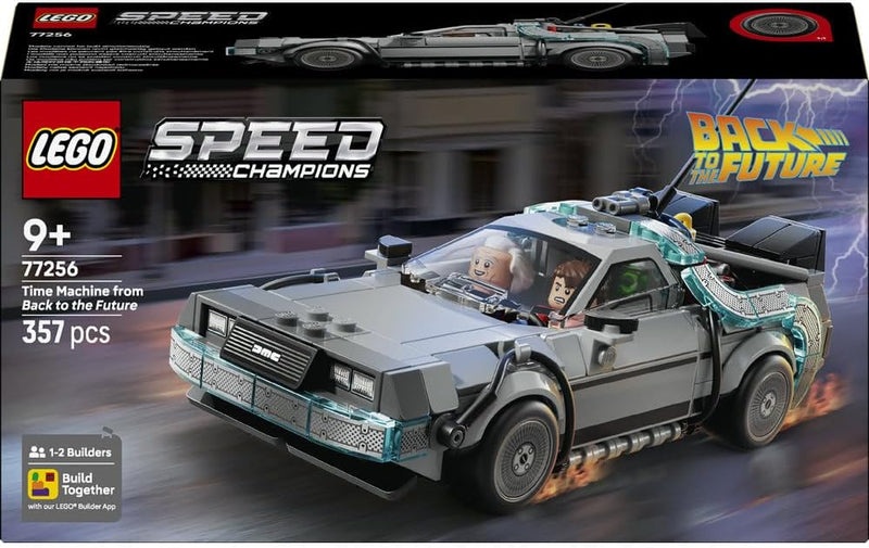 Speed Champions Time Machine from Back to the Future Toy - Car Model Kit w/Doc Brown & Marty McFly Minifigures - Gift for 9+ Year Old Boys, Girls & Movie Fans - 77256