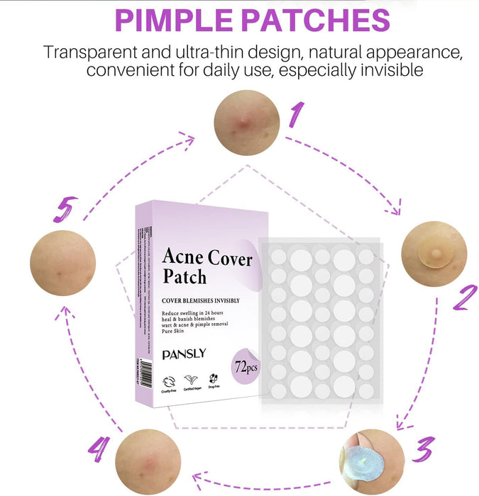 KASTWAVE Patches for Face, Pimple Cosmetics Original Patch - Pimple Spot Treatment, Invisible Pimple Patches For Covering Zits Andblemishes, Invisible Skin Sticker (72 Count)