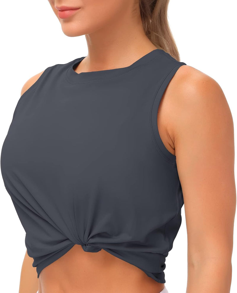 THE GYM PEOPLE Ice Silk Workout Tops for Women Quick Dry Muscle Gym Running Shirts Sleeveles