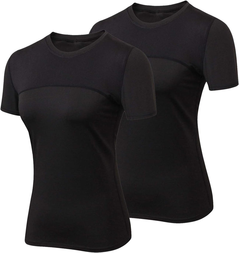 Women Workout Shirt Dry Fit Short Sleeve Sport Compression Tops Moisture Wicking Athletic T-Shirts