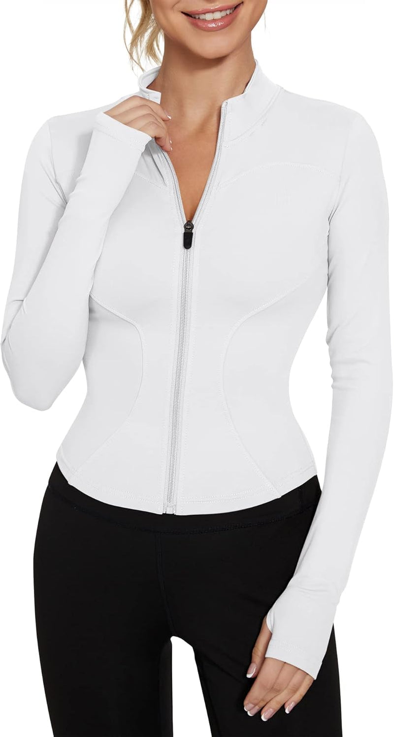 IECCP Women's T-Shirt, Gym Top, Yoga Top, Long-Sleeved Crop Top, Sports Shirt, Lightweight Fitness Top with Half Zipper and Thumb Hole