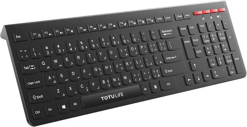 Totulife 2.4GHz Wireless Keyboard and Mouse Set, Red/Black