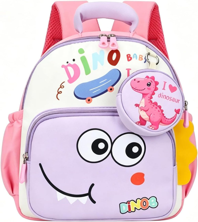 2-in-1 Kids Backpack with Detachable Crossbody Bag, Cute Cartoon Toddler Preschool Bookbag for Boys Girls, Lightweight Nursery & Travel Backpack - PURPLE-01