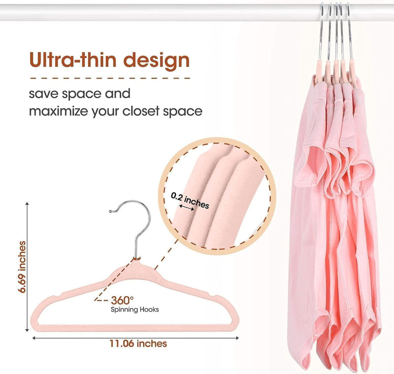 Red Dot Gift® 10-Pack Baby Velvet Hangers - Nursery Clothes Hangers Non Slip Toddler Hangers, 360 Chrome Swivel Hook (White, 28 cm)