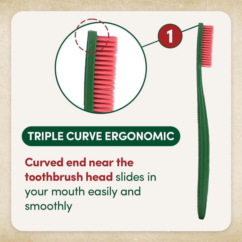 Euthymol Classic Toothbrush, Large - (4 Pack) Full Head, Soft Bristle Triple Curve Manual Toothbrush for Maximum, Efficient Cleaning and Sensitive Gums and Teeth