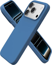 ORNARTO Compatible with iPhone 17 Pro Case 6.3", Slim Liquid Silicone 3 Layers Full Covered Soft Gel Rubber 17 Pro Phone Cases Cover 6.3 inch-Chalk Pink - Blue